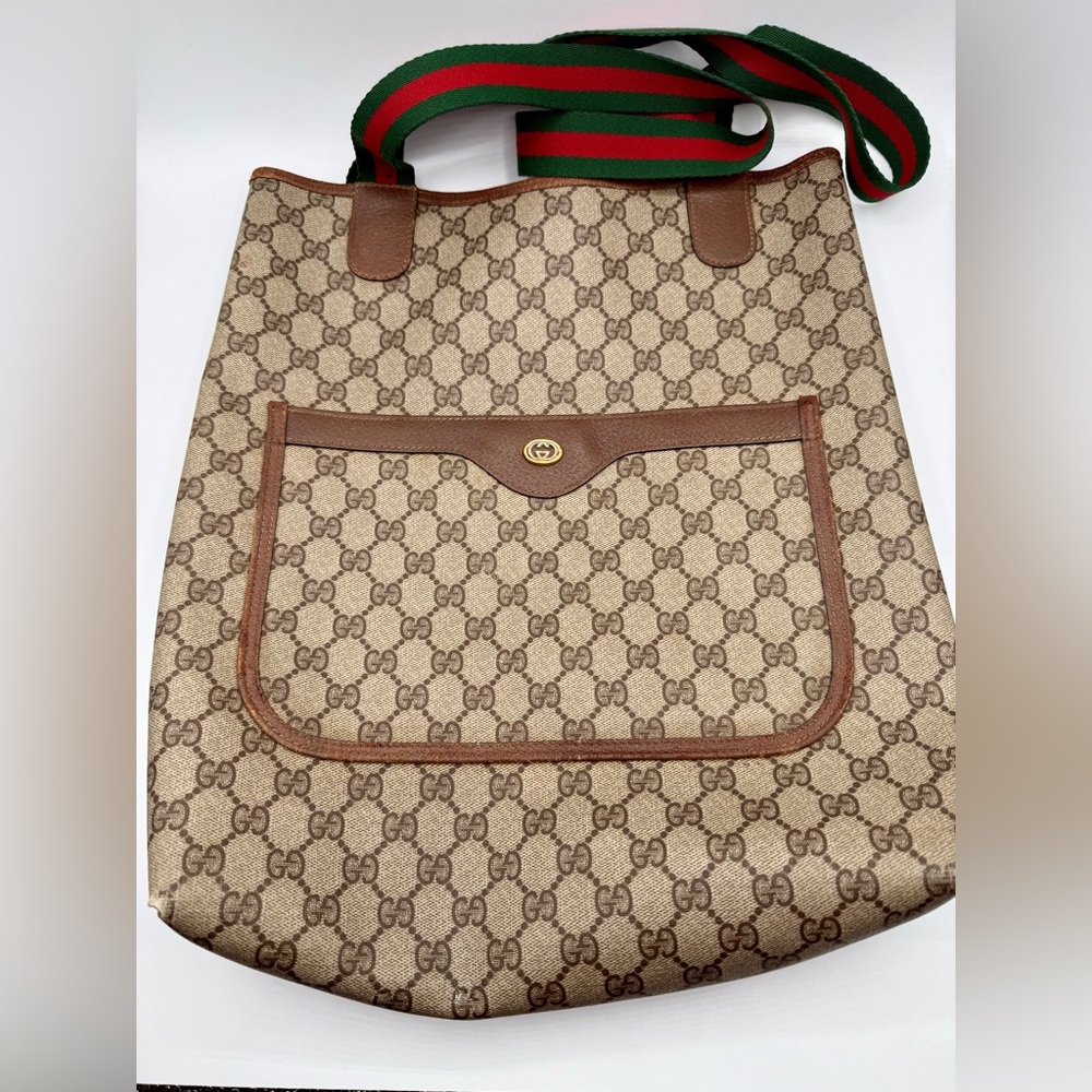 Gucci Sherry Line PVC Canvas Tote Shopper Bag - vintage - Picture 1 of 6